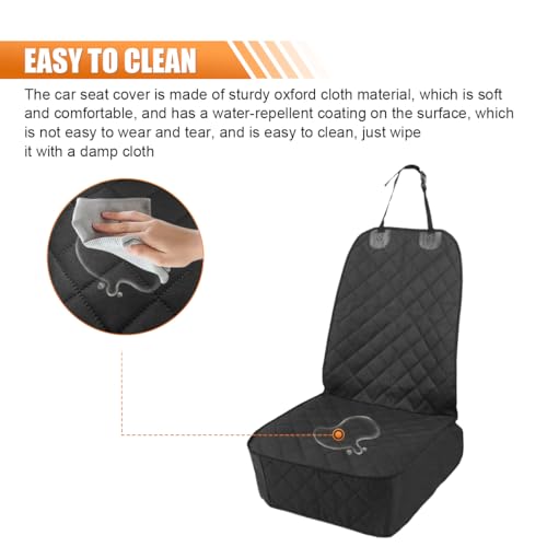 ZIMISI Dog Car Seat Cover, Waterproof & Scratch Proof Car Seat Protector with Side Flaps, Nonslip Front Car Seat Covers with Safety Belt, Universal Dog Mat for Cars, SUVs, Trucks (Black) - color: Black