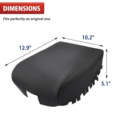 KBH Center Console Cover Replacement for Infiniti QX60 / JX35 & Nissan Pathfinder 2013-2020, Vinyl Leather, Car Armrest Upholstery, Anti-Scratch, Black - color: Black