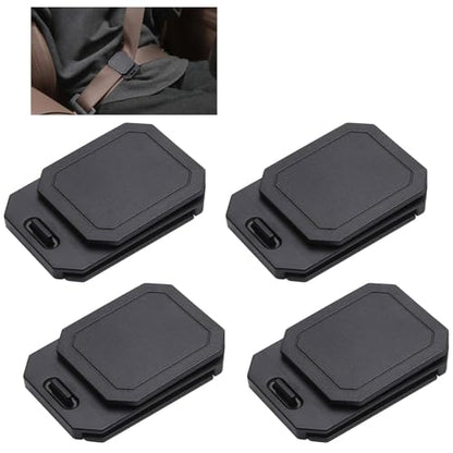 Seat Belt Comfort Pad Clips, Shoulder and Neck Relief, Anti-Slip Snap Design, Universal Fit for Sedan, SUV, Truck, RV, Black, 4 Pack