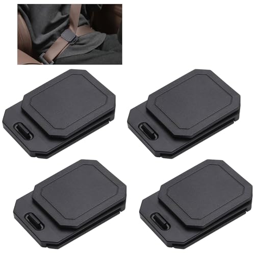 Seat Belt Comfort Pad Clips, Shoulder and Neck Relief, Anti-Slip Snap Design, Universal Fit for Sedan, SUV, Truck, RV, Black, 4 Pack