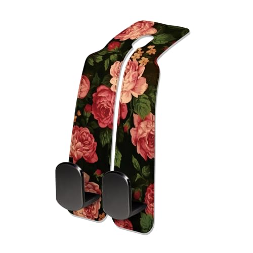 Car Seat Headrest Hook, Universal Leather Cute Hanger Holder Hook, Storage Organizer Interior Accessories for Purse Bags Handbag Cute Red Flowers - color: Cute Red Flowers