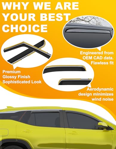 in-Channel Window Rain Guard for Fit for GMC Terrain 2018-2024 Rain Guards Side Window Visors Low Profile Vent Visor Window Deflectors Vent Shades Car Accessories - size: 2018-2024 GMC Terrain