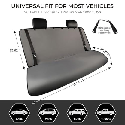 Waterproof Car Seat Covers Grey with - Washable Rear Bench Car Seat Protectors with Anti Slip Bottom - Durable Auto Seat Cushions Universal Fit for Vehicles Cars SUV Trucks - color: Rear Seat Grey