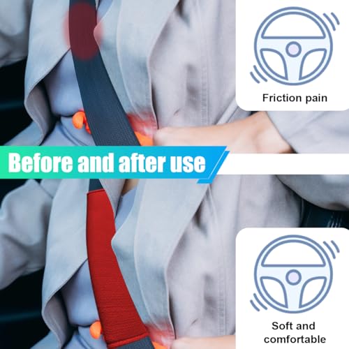2PCS Long Car Seat Belt Cover Pads, Soft Mesh Seatbelt Shoulder Strap Protector Pad for Comfort Driving, Breathable Car Seat Belt Pad Harness Cushion Protect Your Neck and Shoulder (Red) - color: Red