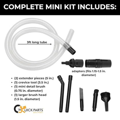 8-Piece Universal Micro Shop Vacuum Kit - Flexible and Multi-Purpose Vacuum Attachments - Crevice Tool, Brush, Nozzle, and Extension Wands, Ideal Shop Vac Attachment Replacement