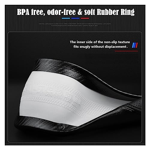 Black Car Steering Wheel Cover Compatible with Honda, Thin Nappa Premium Leather Carbon Fiber Texture 14 Inch Automotive Steering Wheel Cover Fits 1996-2015 Honda Civic - size: Small (For 14-14.4 Inch Steering Wheel)
