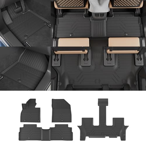 Rongtaod Floor Mats Compatible with 2020-2025 Kia Telluride 7&8 Seats (Not for 2027) Cargo Mat Trunk Mat Cargo Liner TPE All Weather Floor Liner 2024 Kia Telluride Accessories (Floor Mats) - color: Floor Mats