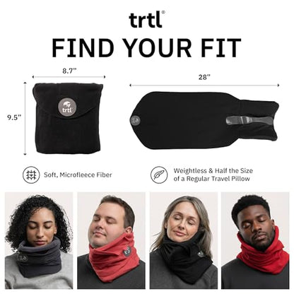 trtl Pillow - Scientifically Proven, Super Soft Neck Support Travel Pillow for Airplanes - Lightweight and Machine Washable - Ergonomic Design for Traveling on Flights, Cars, and Trains - Black - color: Black