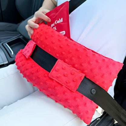 Hysterectomy Seatbelt Pillow Hysterectomy Recovery Must Haves Post Surgery Abdominal Pillows with Ice/Hot Pocket for Tummy Tuck C-Section Recovery Gifts Minky Dot Red - color: Minky Dot Red