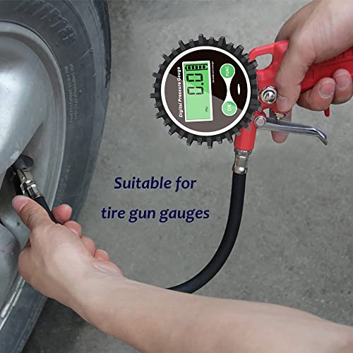 Digital Air Pressure Gauge with 1/4'' NPT Bottom Connector and Rubber Protector, 5-200psi Tire Pressure Gauge, Accuracy 1% F.S. - size: 5-200PSI