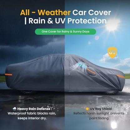 Waterproof Hyundai Tucson(ix35)(2004-2026) Car Cover with Breathable Vents, [2026 Upgrade] Premium Covers with Cotton Liner and Zipper Door, Sun Rain Snow Dust Uv Protection.(Gift with Towel) - color: SUV Car Cover, size: Custom Fit Tucson(ix35)+Towel+Bag
