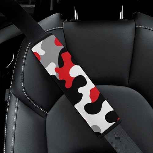 Men's Comfortable Cushion Pad Car Shoulder Strap, Military Red Camo Army Camouflage Harness Pad Car Belt Covers - color: Color362