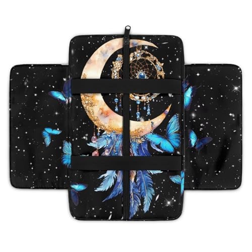Butterfly Center Console Armrest Cover for Most Vehicles, Dream Catcher Print Console Protector for Most Car Center Consoles, Prevent Pets Scratches, with Side Pockets - color: Butterfly Dream Catcher