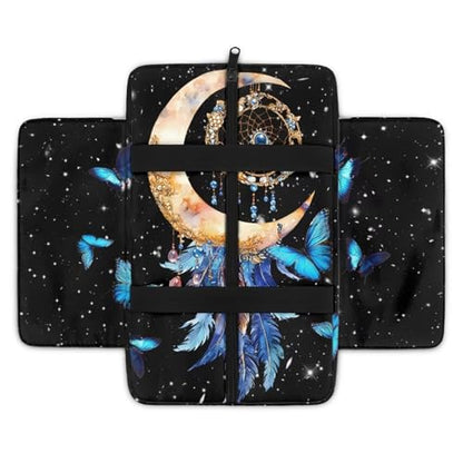 Butterfly Center Console Armrest Cover for Most Vehicles, Dream Catcher Print Console Protector for Most Car Center Consoles, Prevent Pets Scratches, with Side Pockets - color: Butterfly Dream Catcher
