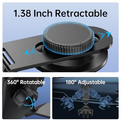 SYNCWIRE Car Phone Holder for Universal Dashboard [Super Stable] Car Phone Mount Foldable Aluminum Alloy Arm for iPhone 17 16 15 14 13 12 Series & All Phones