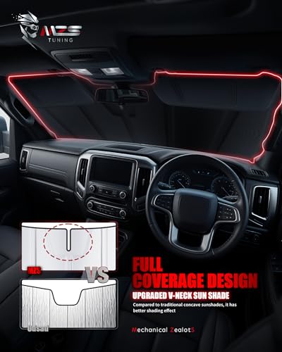 MZS Windshield Sun Shade Compatible with Suburban/Avalanche/Tahoe/Escalade/Yukon 2007-2014, Foldable Car Sun Shield with Storage Pouch, Front Window Visor Sunshade for Interior Protector - size: Silverado / Sierra 1500 2500 3500 2007-2014