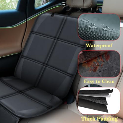 Meolsaek Car Seat Protector for Child Car Seat, Durable 600D Fabric Waterproof Car Seat Cover with Thick Pad Non-Slip Backing，No Imprints (Thicker Black-1pc) - color: Thicker Black-1pc