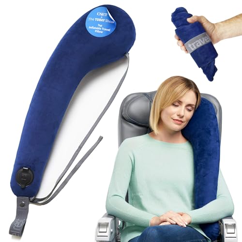TRAVELREST All-in-One Travel Neck Support & Body Pillow - Airplane Pillow for Long Flight Comfort, Travel Essentials, Sleeping Accessories, Memory Foam, Headrest Support Seat for Car (Blue) - color: Blue, size: Premium (With Cover)