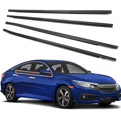 ItranMc Car Window Weather Stripping Molding Trim Belt,Compatible with Honda Civic 2016-2021 4-Door Sedan, Replace#72450-TEA-T01 72410-TEA-T01 72950-TEA-T01 72910-TEA-T01 - style: Civic 2016-2021