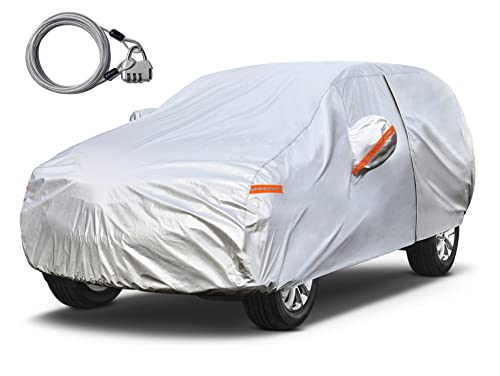 Kayme SUV Car Cover Waterproof All Weather with Lock and Zipper, Outdoor Sun Uv Rain Protection, Fit SUV Jeep (182 to 190 Inch) H5 - color: Silver, size: H5 Fit SUV Jeep, Length (180 to 190 Inch)
