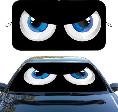 Bulging Eyes Car Windshield Sunshade Sun and Moon Pattern, Foldable Front Window Sun Shade, UV Rays & Heat Blocking, Universal Fit for Sedan SUV Truck, 59" x 31.5" Automotive Interior Protector - color: color 3