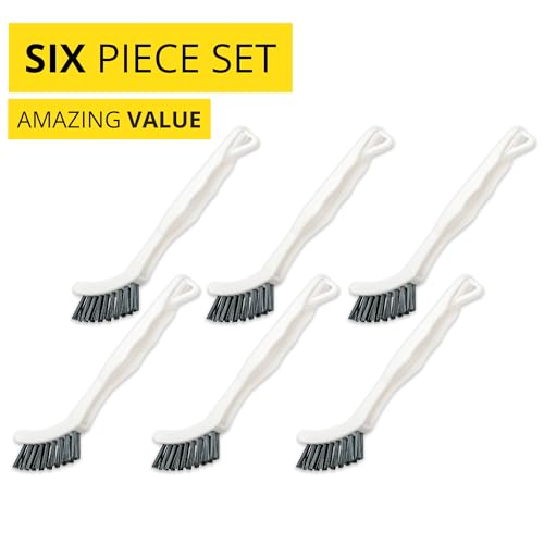 6-Pack Grout Cleaner Brush Scrub Set - Stiff Bristle Scrubbing & Detail Cleaning Brushes for Household Use on Bathtub, Shower, Kitchen, Tile Floors, Sink, Grooves, Window Tracks, Drains