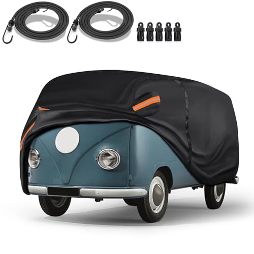 Special 16-Layer Full Car Cover Fit for Volk-swagen 1950-1992 Bus T1 T2 T3, Ultra Heavy 600D Oxford Cloth, All-Weather Protection Summer Sun Exposure and Winter Snow Rain Dust UV, Black - color: Fit for 1950-1992 Volks-wagen VW Bus