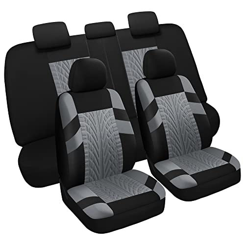 Pariitadin Car Seat Covers Full Set, Washable and Breathable Premium Cloth Automotive Vehicle Seat Cover for Car Interior, Universal Fit for Most Cars, Sedan, Truck, SUV(Black/Gray) - color: 1-Black/Gray, size: Full Set