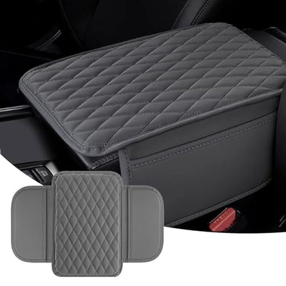 Car Center Console Cover, Upgraded Leather Arm Rest Cover for Car SUV, Car Middle Armrest Console Cover with 2 Storage Bags Scratch Resistant Waterproof Universal Car Accessories (Gray) - color: Gray