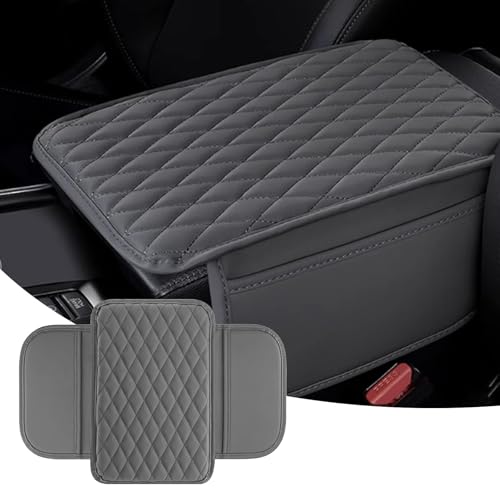 Car Center Console Cover, Upgraded Leather Arm Rest Cover for Car SUV, Car Middle Armrest Console Cover with 2 Storage Bags Scratch Resistant Waterproof Universal Car Accessories (Gray) - color: Gray