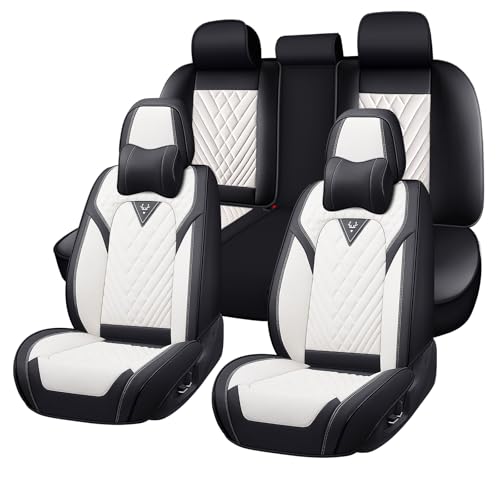for Chrysler Voyager 2000-2025 Car Seat Covers, Premium Car Seat Cushion,Waterproof Seat Protectors, Luxury Automotive Interior Accessories (5-Seat Set with Pillow, Black/Beige) - color: Black&Beige, size: 5-Seats Set with Pillows