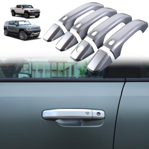 for Hummer EV Accessories Exterior Door Handle Cover,ABS Car Door Handle Protectors Cap Compatible with Hummer EV SUT SUV 2024 2025 8PCS (Matte Silver) - color: Matte Silver