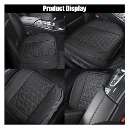 GLSOWEE Leather Car Seat Cover, Auto Front Bottom Seat Cover Luxury Car Seat Protector Anti-Slip Waterproof Cushion Cover with Storage Pocket, for Most Cars, Trucks, SUVs (Black) - color: Black