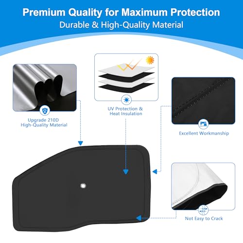 Front Side Window Sun Shade with Suction Cups for 2017-2022 Fo-rd F250 F350 Super Duty 2Dr 4Dr Pickup, Foldable Window Sunshade Sun Visor Protector, Side Window Shades Blocks UV Rays Heat - size: Silver & Black-Fit 2017-2022 Ford F250 F350
