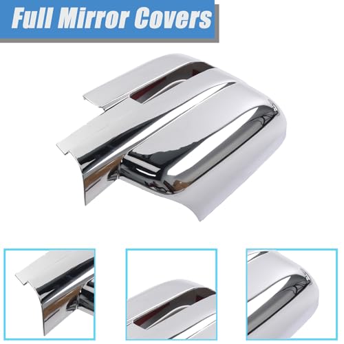 AUCERAMIC Chrome Plated Full Mirror Covers Caps Compatible with 2009-2014 Ford F150 2 Door 4 Door Side View Mirror Back Cover Cap Overlay - style: 2009-2014 F-150 Full Mirror Cover