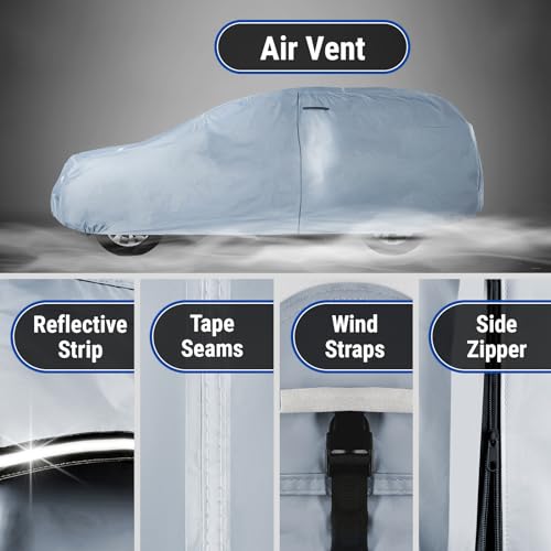 iCarCover 18-Layers Premium Universal Fit SUV Car Cover Waterproof All Weather Sun Rain Snow UV Protection Outdoor Indoor Full Exterior Covers for Automobiles Sedan Hatch Coupe Fit for 145-154 inch - size: 15. Fit Small Size SUV Length 145-154 inch