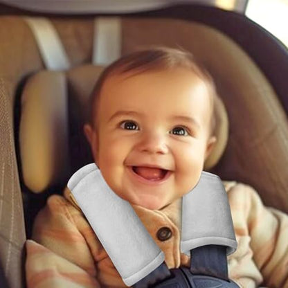 SWESEN Baby Car Seat Belt Covers for Boys and Girls, Carseat Shoulder Padding, Soft Car Seat Neck Cover, Mink Car Seat Straps Shoulder Pads, Solid Colour Stroller Strap Cover for Baby Kids, Grey - color: Grey