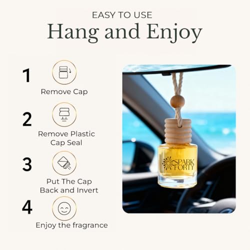 Ocean Car Perfume Car Air Freshener 30-Day Luxury Essential Oil Cologne Scent Gift Set for Men & Women, Auto Diffuser for Truck SUV Long-Lasting Fresh Scent