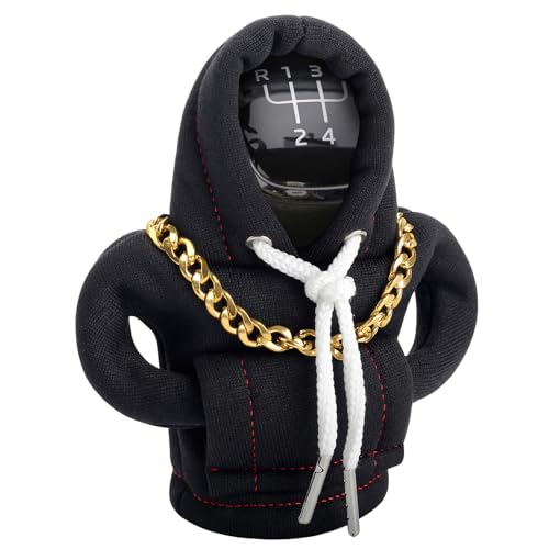 Funny Gear Shift Hoodie Cover, Car Shifter Knob Sweatshirt, Universal Stick Shift Cover for Car Gear Handle - color: Black
