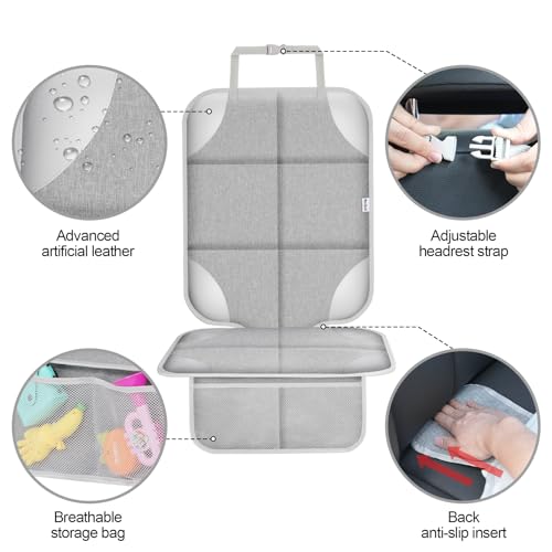 Meolsaek Car Seat Protector for Child Car Seat, Durable 600D Fabric Waterproof Car Seat Cover with Thick Pad Non-Slip Backing，No Imprints (Silver Gray-1 pc) - color: Silver Gray-1 pc