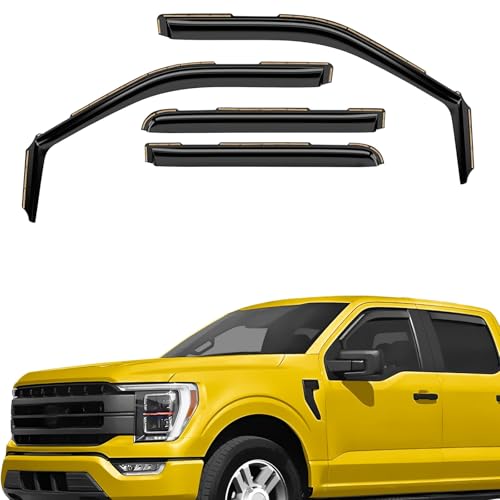 Extra Durable Window Deflectors in-Channel Window Visors Rain Guards Fit for Ford F150 2021-2026 SuperCrew, Sun Visors, Wind Vent for Shades, Exterior Car Accessories - 4pcs. AG0873 - color: For Ford F150 21-26