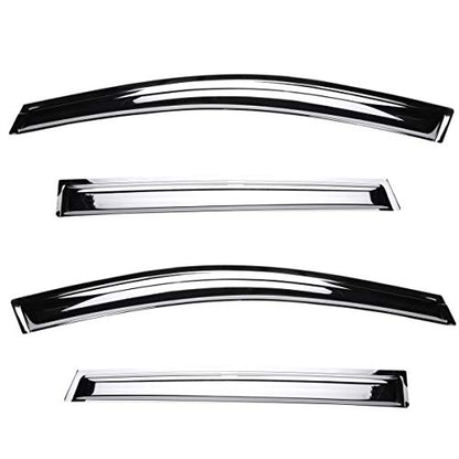 Chrome Side Window Visors Wind Vent Deflector for 15-22 Ford F150 Crew cab(Supercrew cab) 17-22 F250/F350 Super Duty Crew cab,4pcs Outside Mount Tape-On Chrome Sun Rain Guards Set 94975Y - size: 2015-2022 Ford F150 Crew Cab(Chrome)