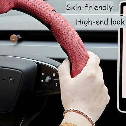 Car Steering Wheel Cover, Nappa Leather 15 Inch Snap-On 3PCS Set Vehicle Steer Wheel Wrap Protector, Non-Slip Automotive Interior Protection Accessories, Universal Fit (Black) - color: Black