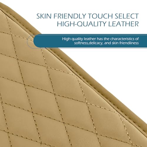 Car Center Console Cover, Leather Auto Arm Rest Cover with Side Storage Bags, Wear-Resistant Storage-Enabled Console Pad, Universal for Most Cars, Trucks and Vans (Beige) - color: Beige