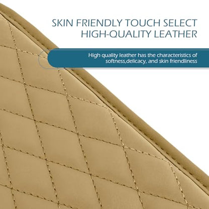 Car Center Console Cover, Leather Auto Arm Rest Cover with Side Storage Bags, Wear-Resistant Storage-Enabled Console Pad, Universal for Most Cars, Trucks and Vans (Beige) - color: Beige