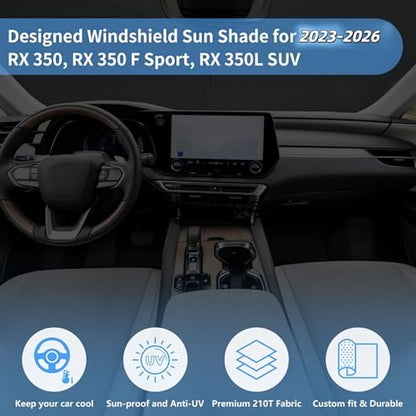 Windshield Sun Shade for Lexus RX 2023-2026 RX 350 RX 350 F Sport Accessories Window Sunshade Fit Lexus Sunshade Windshield Cover 4 Layers Front Window Shade Sun Visor Blocks UV Keep Car Cooler - size: K1. for Lexus Rx 2023-2026