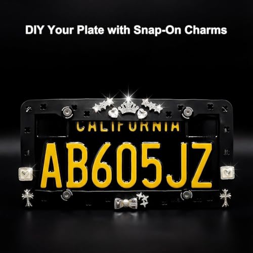 2 Pack License Plate Frames Compatible with Shoe Charms - Premium TPU (Better Than Silicone), DIY Cute Car Accessories, Rattle-Proof & Anti-Theft Stainless Steel Screws (Matte Black) - color: Black, size: 2 PCS