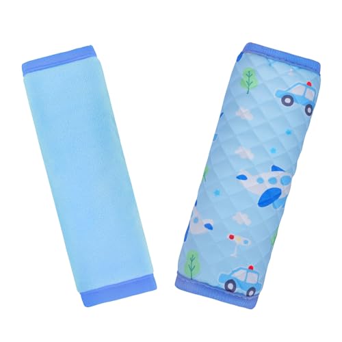 INFANZIA Car Seat Strap Covers for Infants Babies, Soft Carseat Shoulder Pads for Kids, Double-Sided Use Seatbelt Cushion Covers for Stroller, Pushchair & High Chair (Blue) - color: Blue