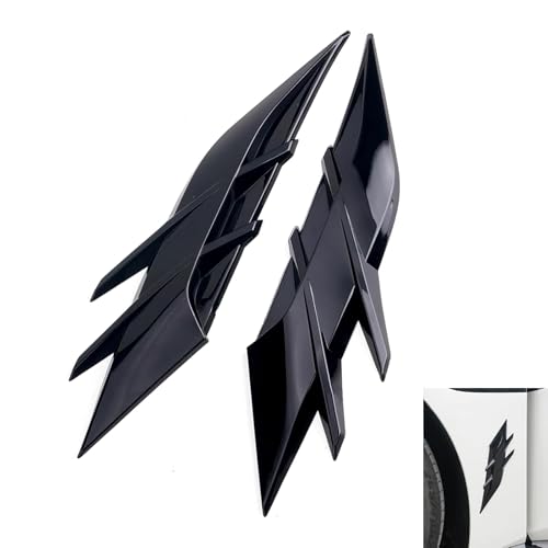 2 PCS 3D Car Fender Side Vents Decor Trim, 10" × 2.6" TPU Glossy Black Sport Style Headlight Eyebrow Edge Cover Decals, Universal for Most Cars (Glossy Black) - color: Black