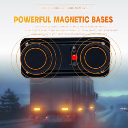 BooYu Amber Magnetic Flashing Strobe Light/w Controller, Battery Operated Rechargeable LED Safety Beacon Lights, Mini Portable Emergency Warning Light Bar for Vehicles, Trucks, Car 2-Pcs - color: 2pcs Amber/Amber